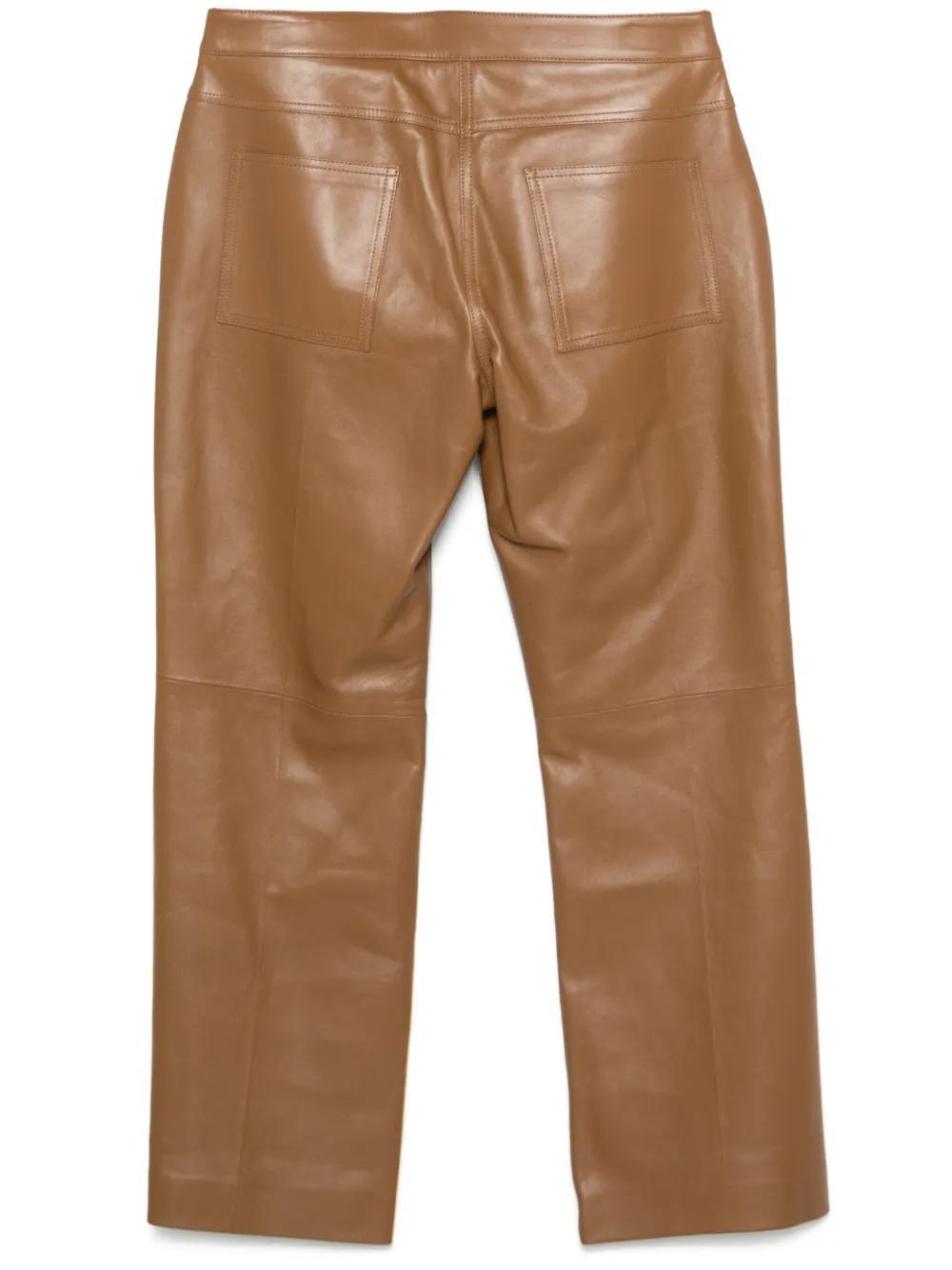 JIL SANDER Leather Trousers In Brown Product Image