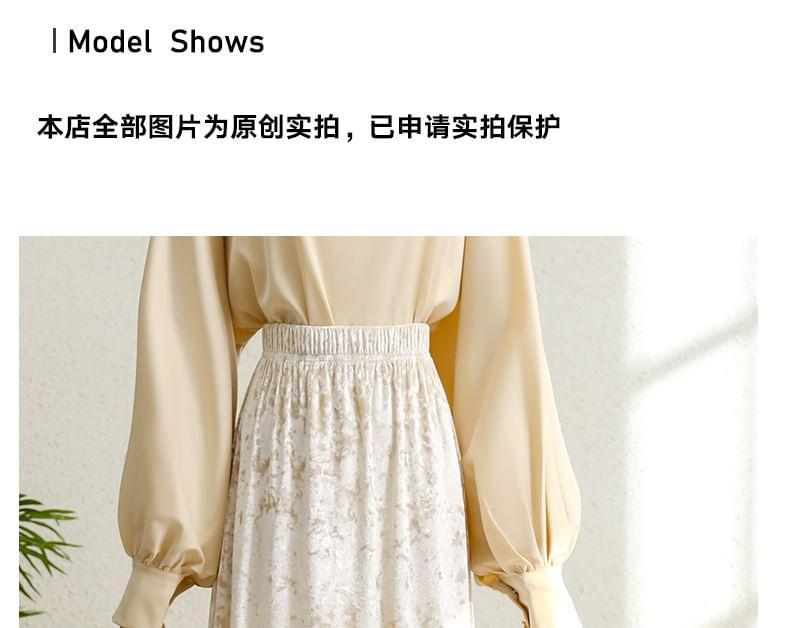 Elastic Waist Velvet Maxi A-Line Skirt Product Image
