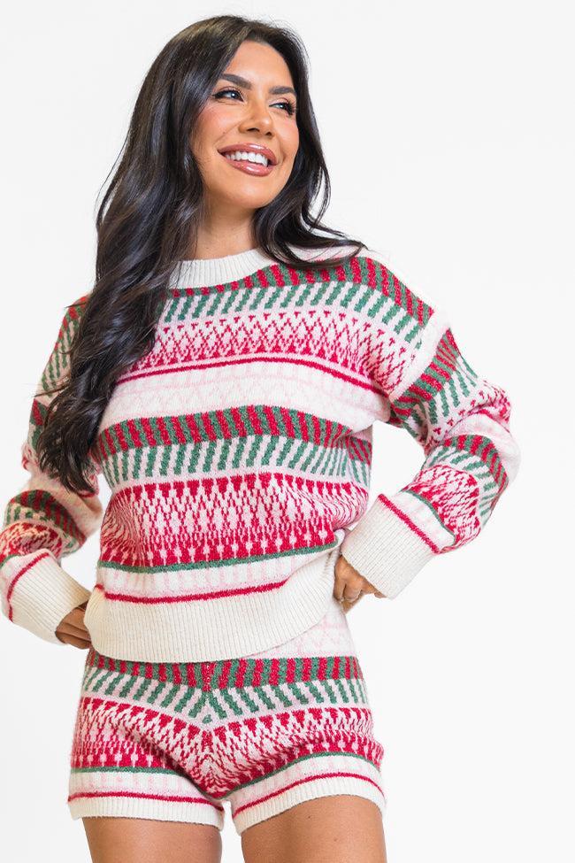 Casual Love Multi Fair Isle Knitted Sweater Set Product Image