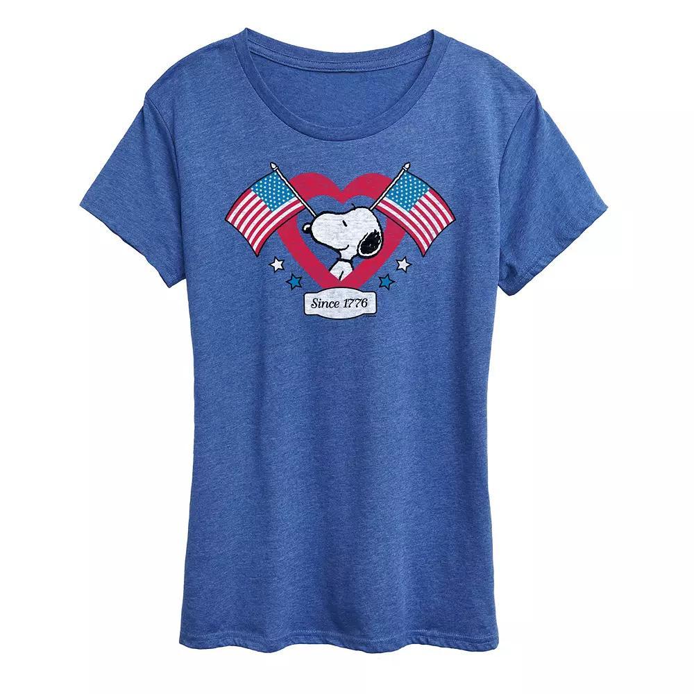Womens Peanuts Snoopy Since 1776 Flag Heart Graphic Tee Product Image