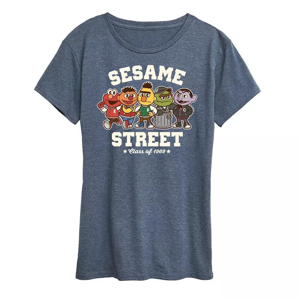 Womens Spring Floral Decorative Graphic Tee Grey Green Product Image