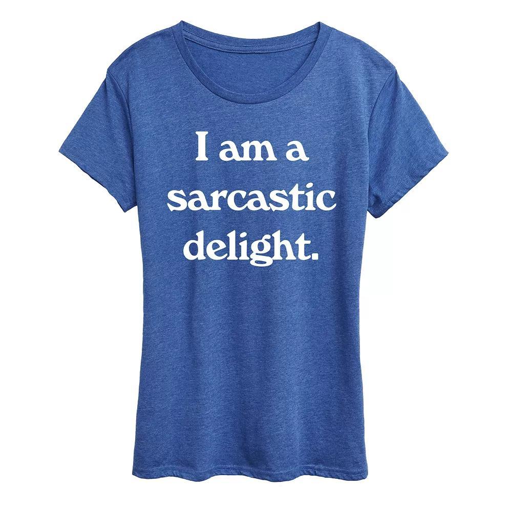 Womens I Am A Sarcastic Delight Graphic Tee, Girls Grey Royal Blue Product Image
