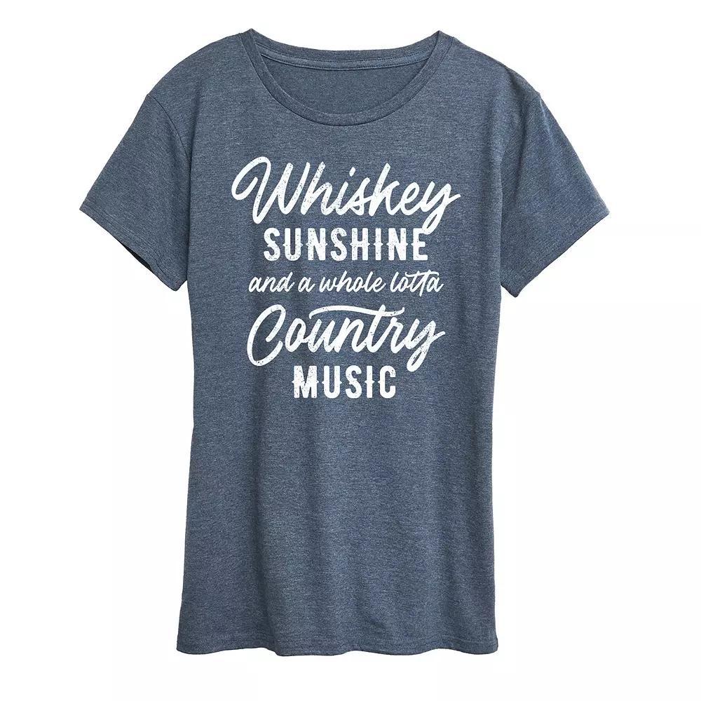 Womens Whiskey Sunshine Country Music Graphic Tee Grey Green Product Image