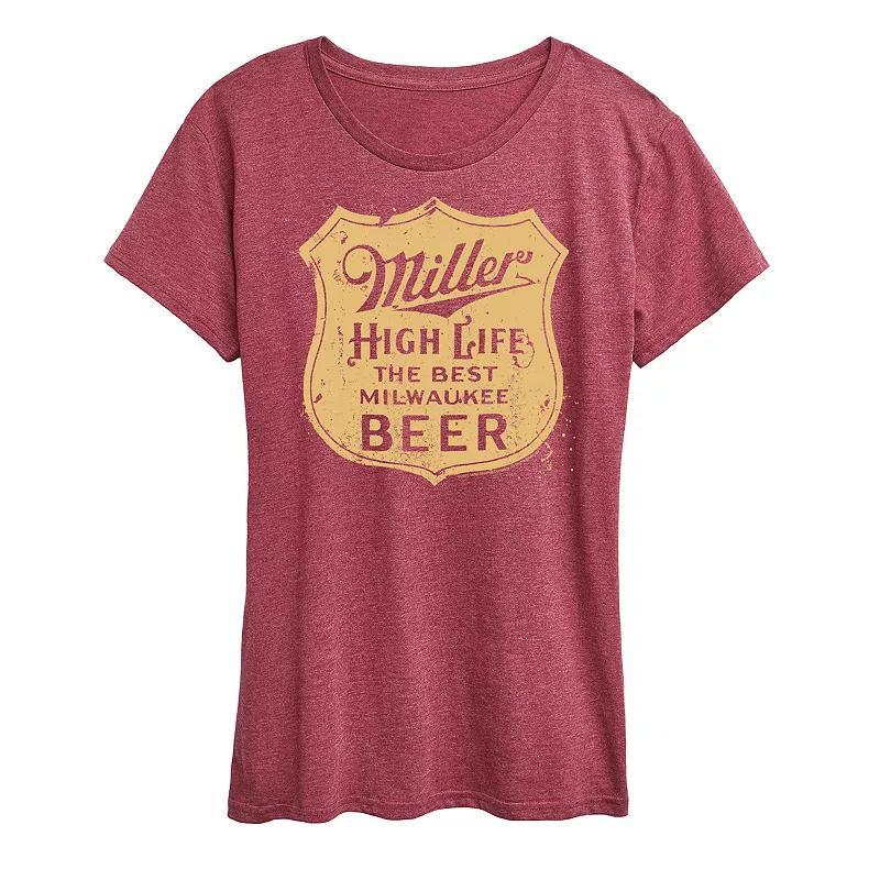 Womens Miller High Life Vintage Crest Graphic Tee Heather Grey Product Image