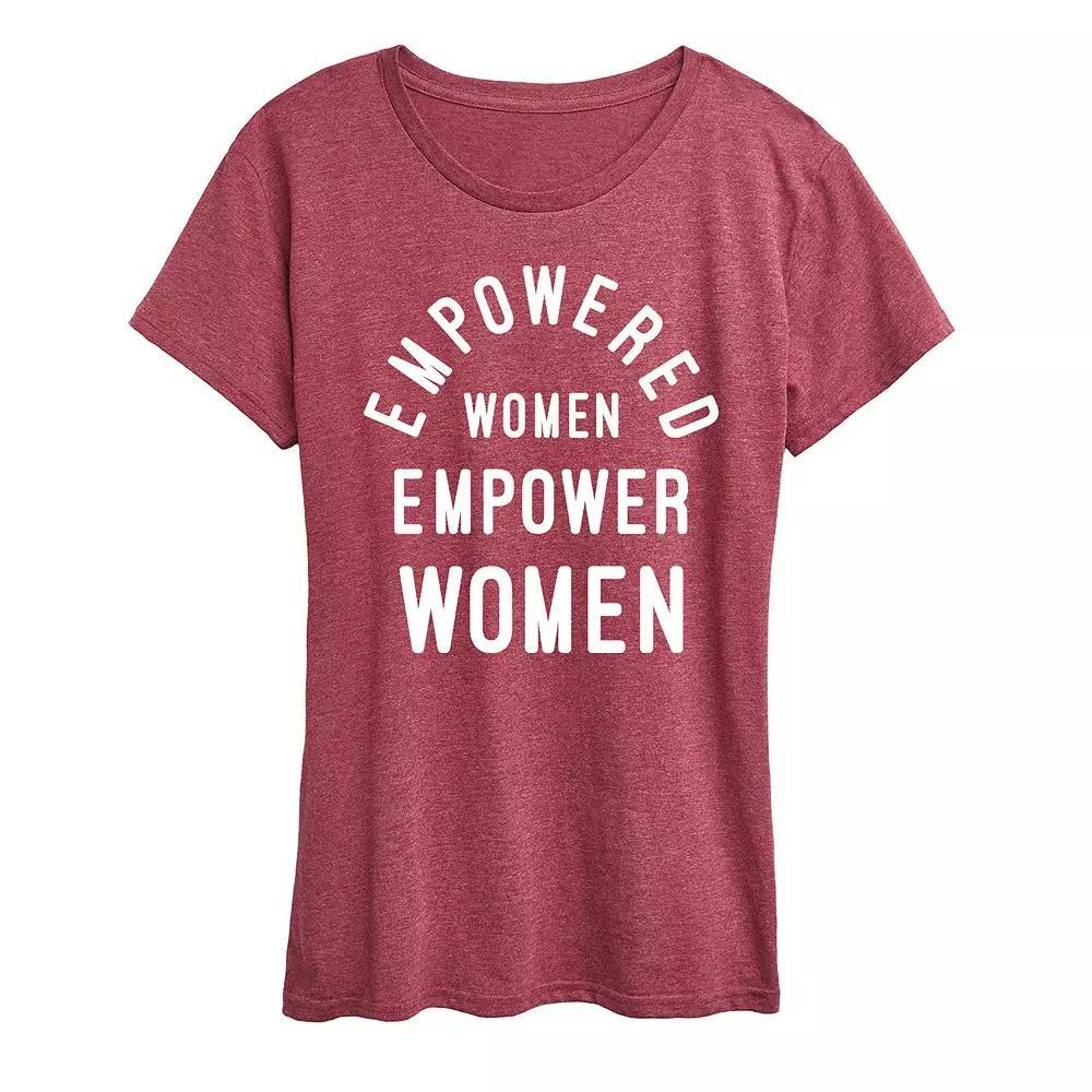 Womens Empowered Women Graphic Tee Grey Dark Red Product Image