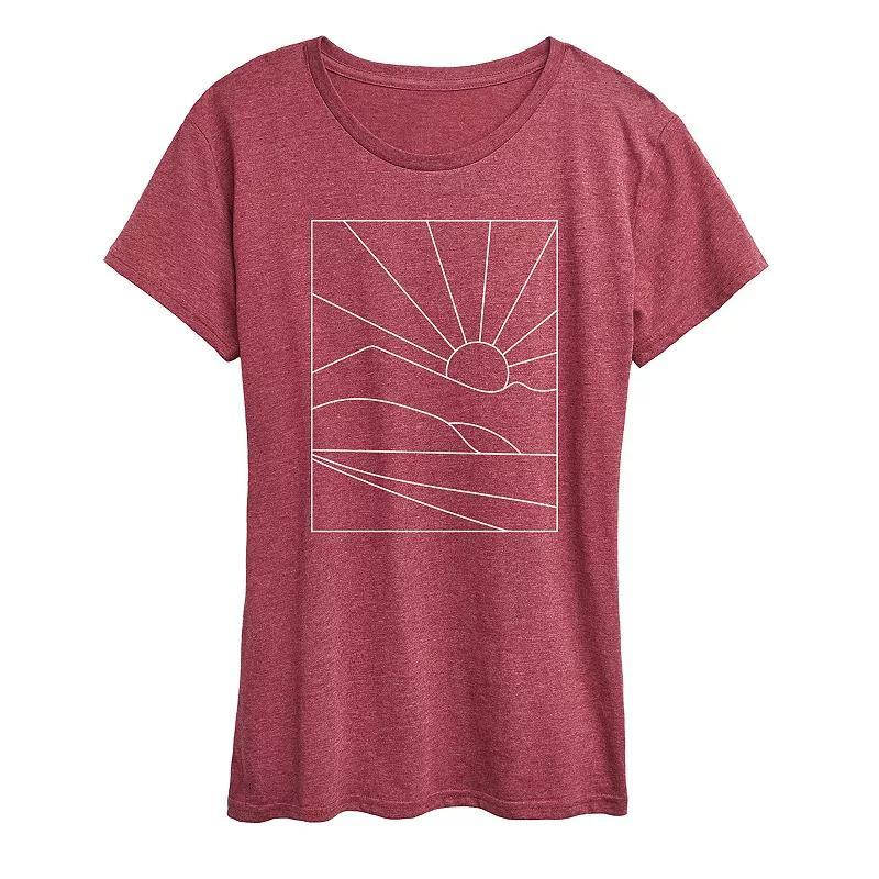 Womens White Cat Outline Graphic Tee Grey Dark Red Product Image