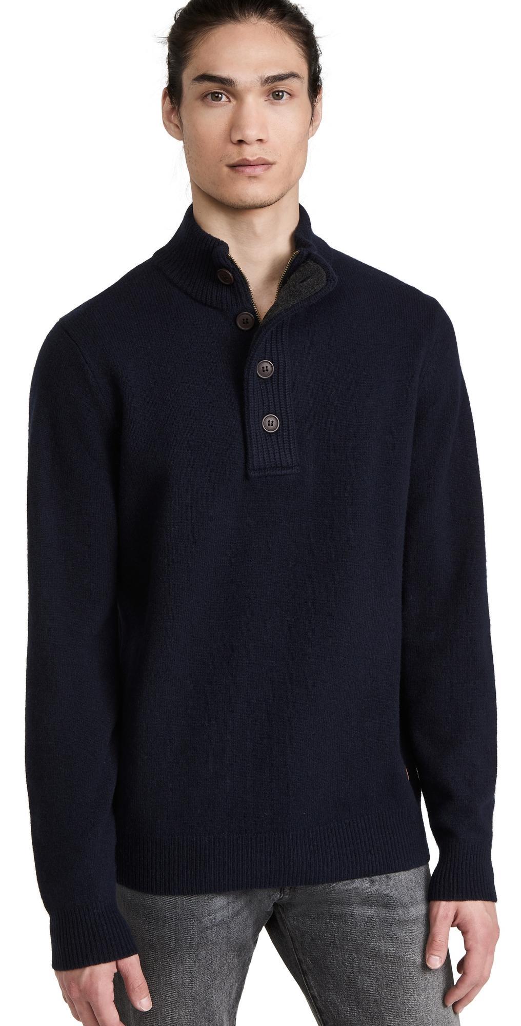 Barbour Elbow Patch Button Sweater Navy XXL Product Image