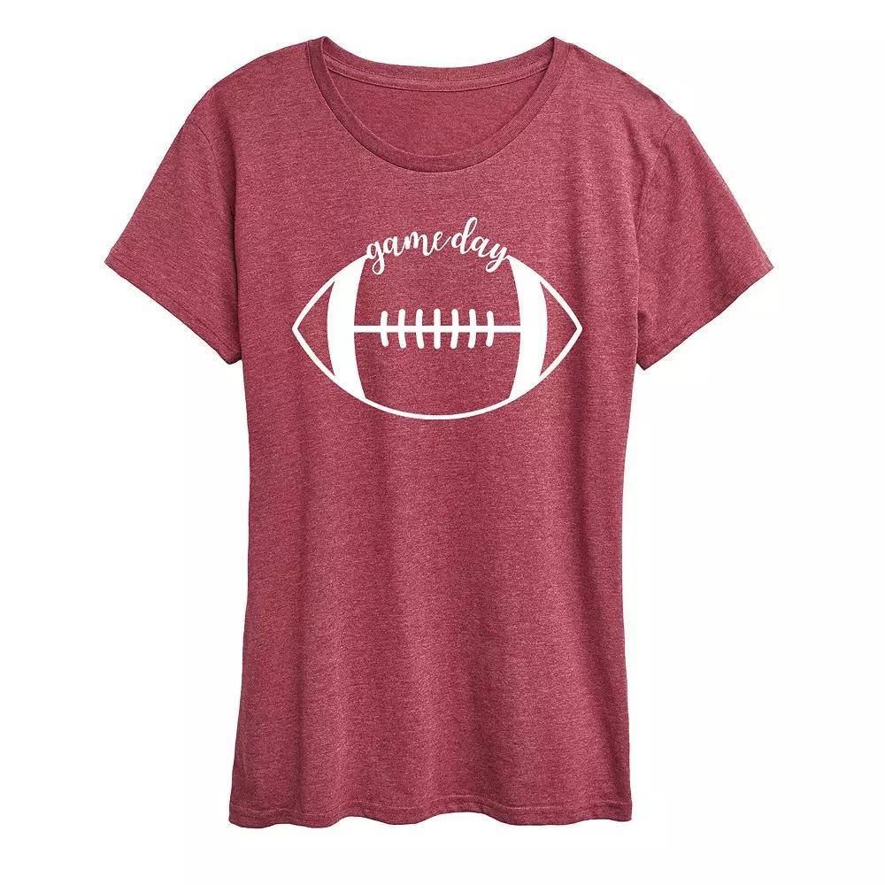 Womens Game Day Football Graphic Tee, Girls Grey Dark Red Product Image