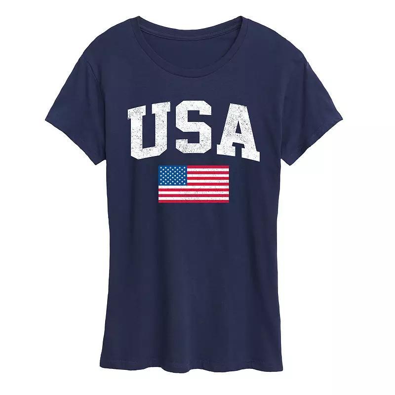 Women's USA Flag Graphic Tee, Size: XL, Grey Gray Product Image