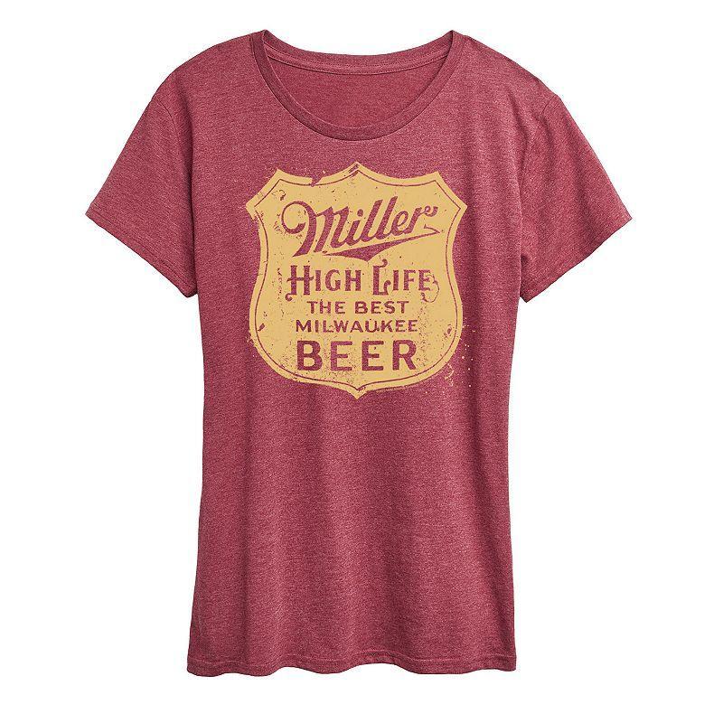 Womens Miller High Life Vintage Crest Graphic Tee Heather Grey Product Image