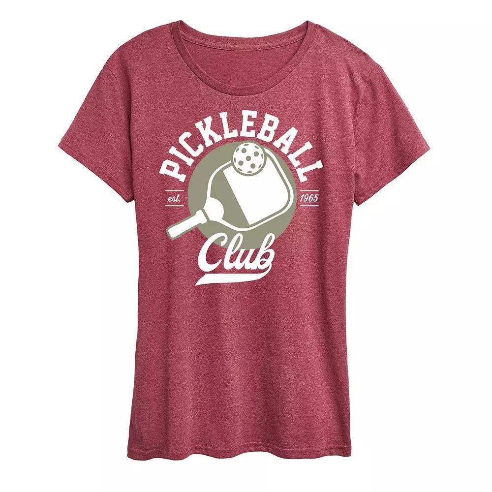 Womens Pickleball Club Graphic Tee Grey Dark Red Product Image