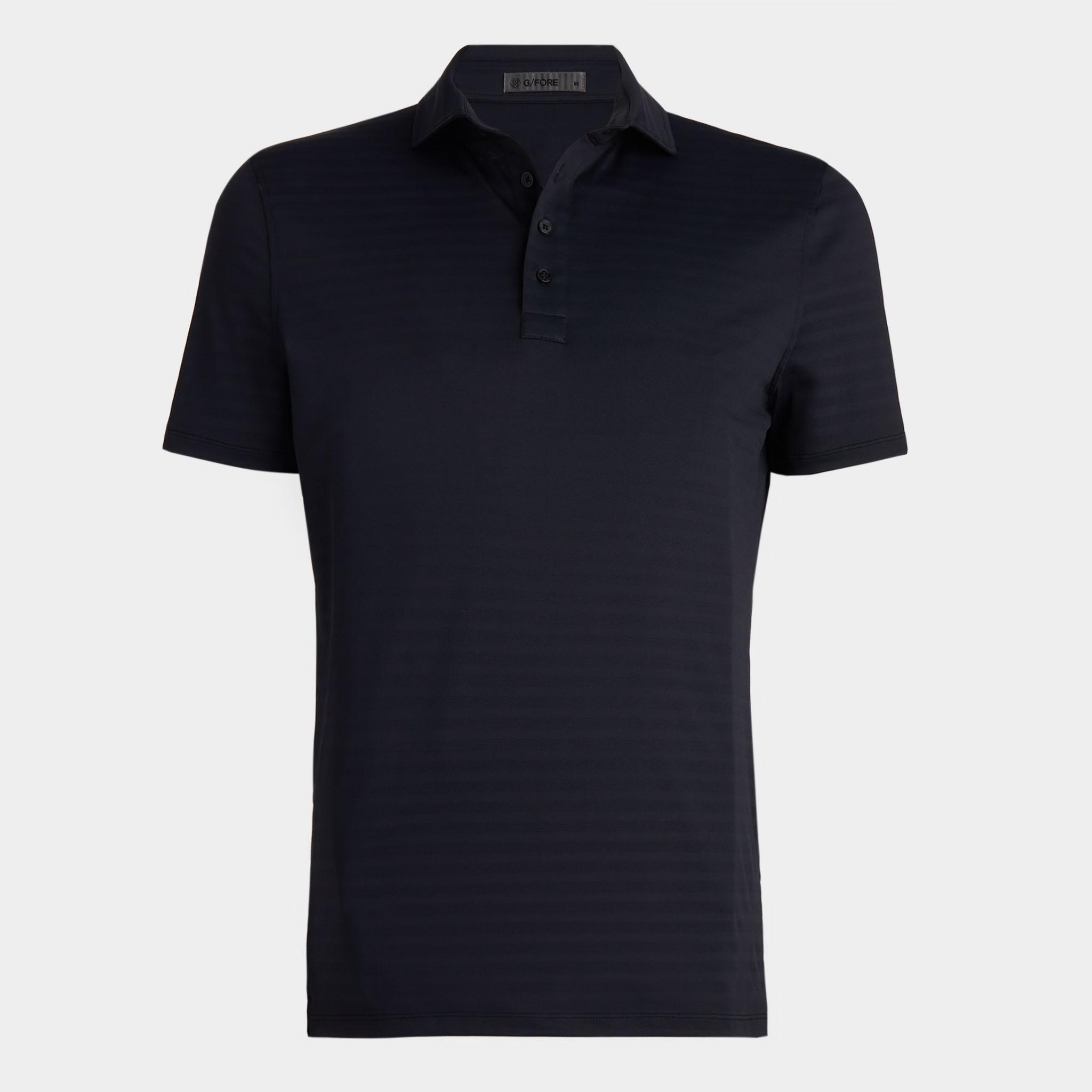 PERFORATED STRIPE TECH JERSEY MODERN SPREAD COLLAR POLO Product Image