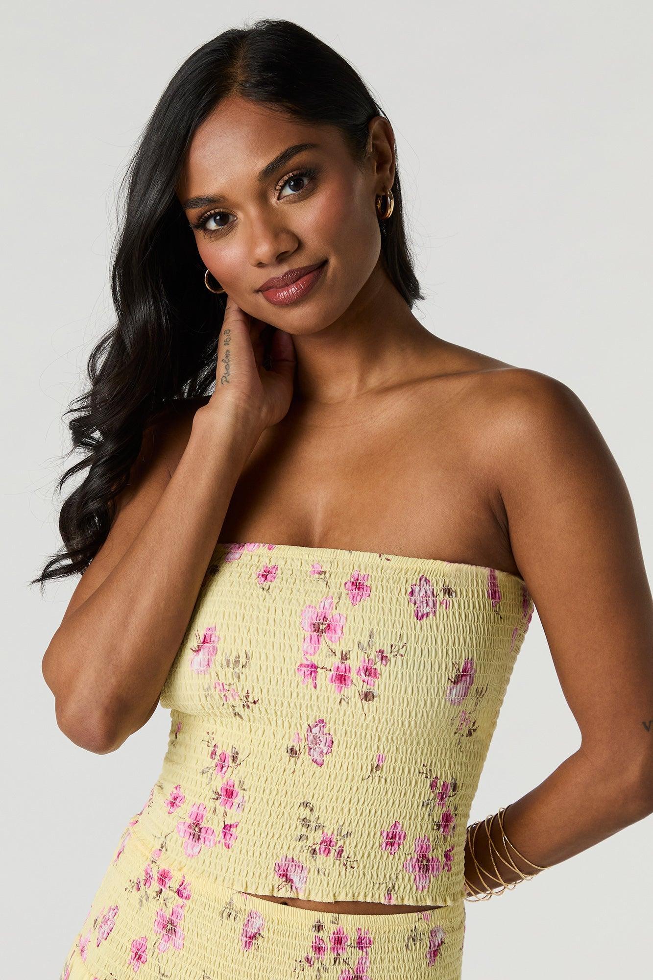 Floral Smocked Tube Top Female Product Image