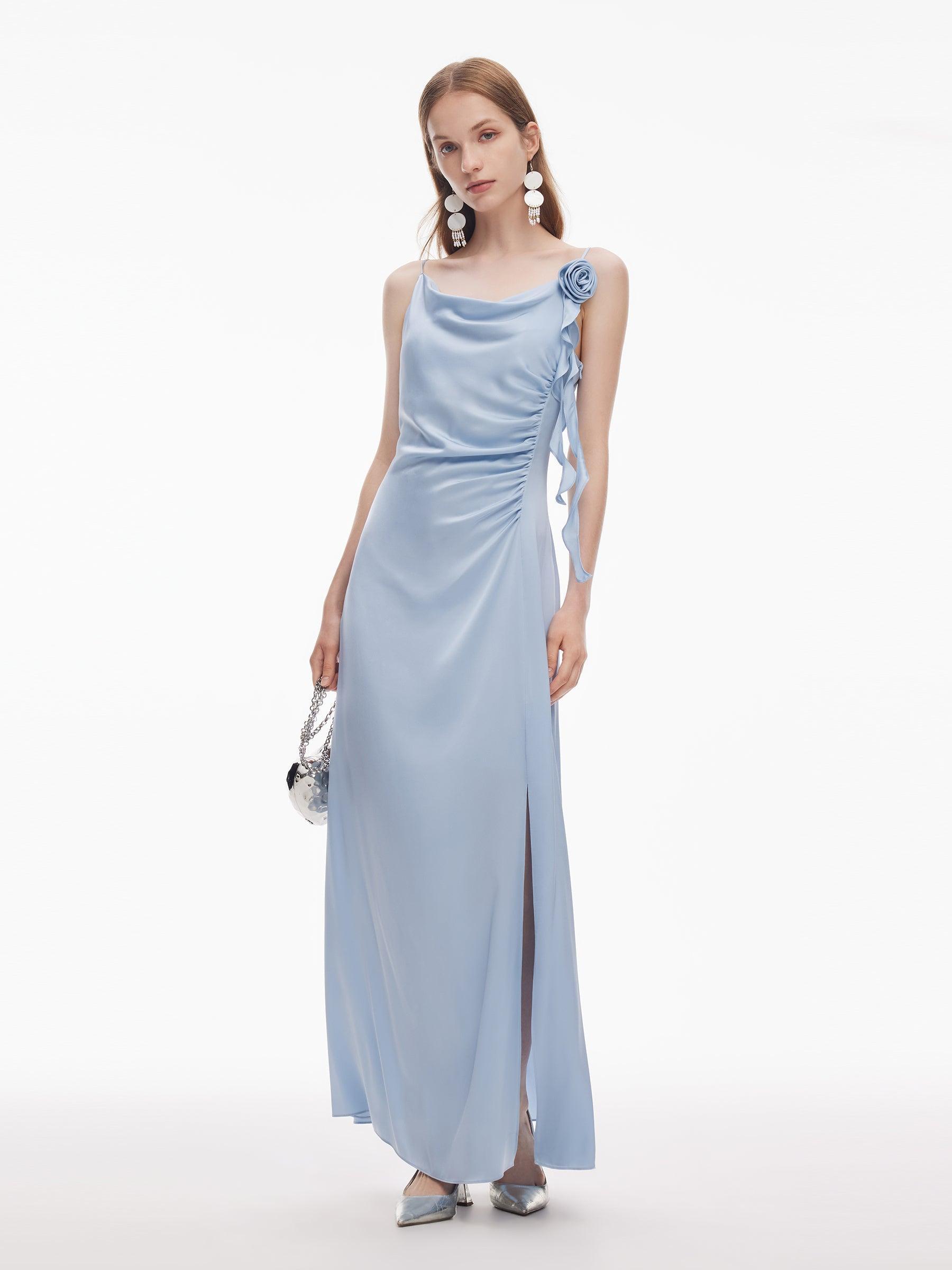 22MM Mulberry Silk Women Cowl Neck Slip Maxi Dress Product Image