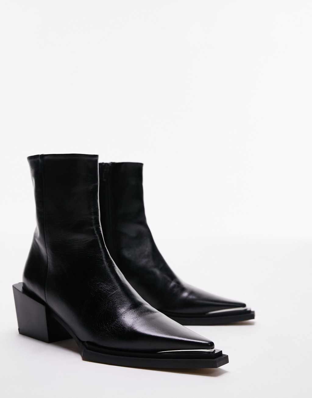Topshop Riley leather western boot Product Image