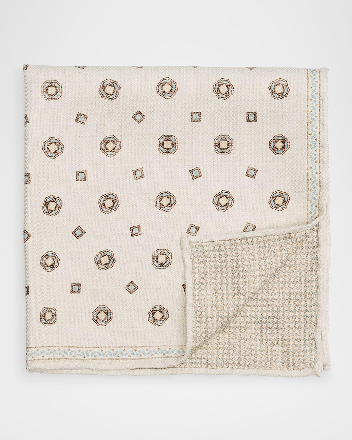 Mens Silk Geometric Pocket Square Product Image