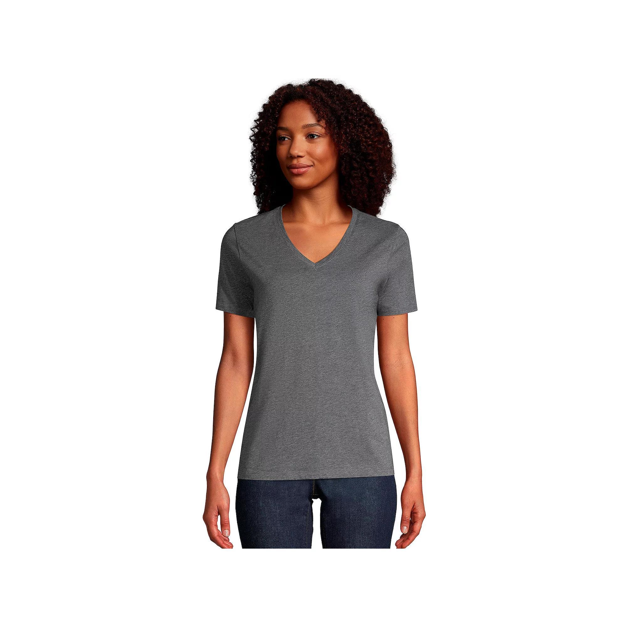 Womens Lands End Relaxed-Fit Supima Cotton V-Neck Tee Product Image