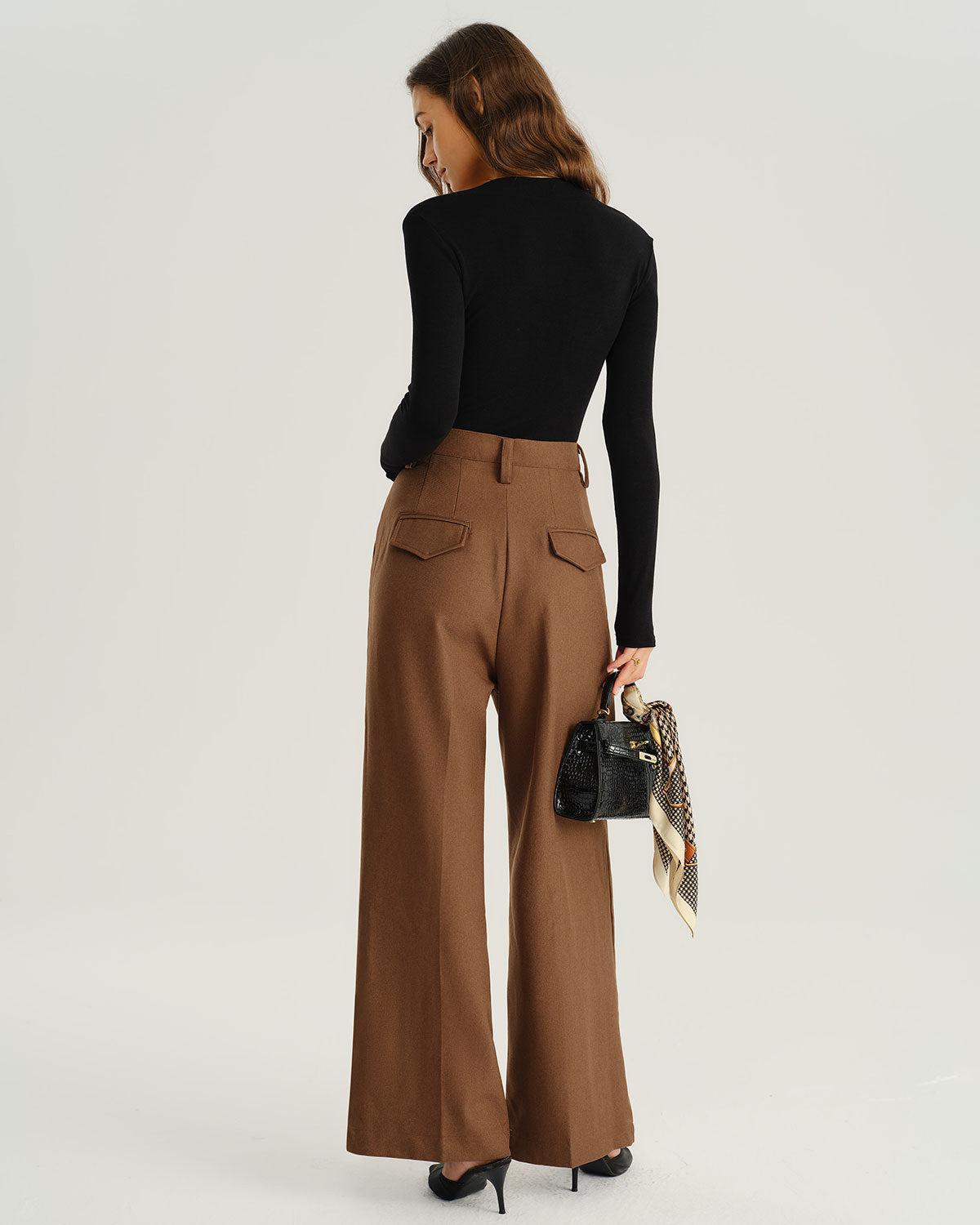 Caramel Natural Waisted Straight Casual Pants Product Image