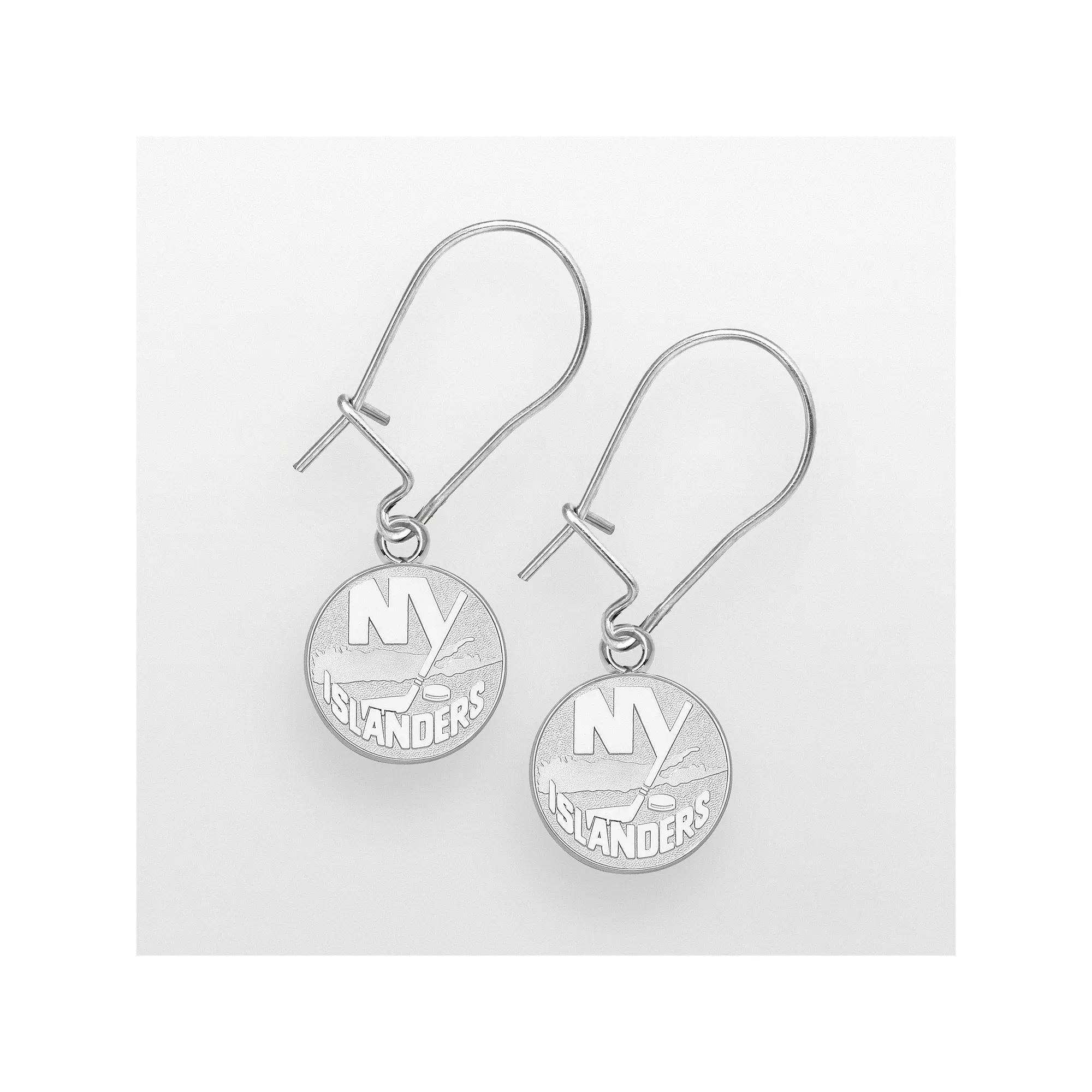 LogoArt New York Islanders Sterling Silver Logo Drop Earrings, Women's Product Image