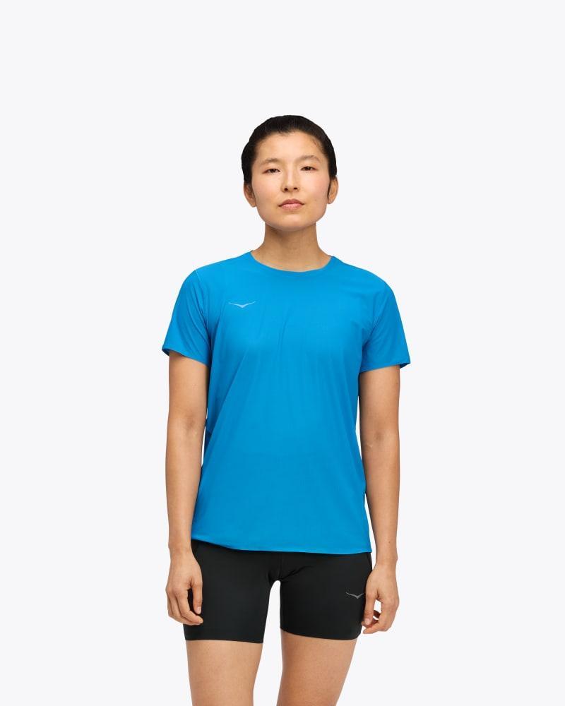 HOKA Women's Airolite Run Short Sleeve Shirt in Hoka Blue, Size Medium Product Image