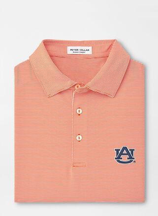 Peter Millar Mens Auburn Jubilee Stripe Performance Polo | Color: Orange | Size: 3XL Product Image
