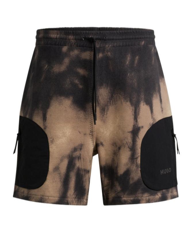 HUGO BOSS Tie-dye Cotton Short In Black Product Image