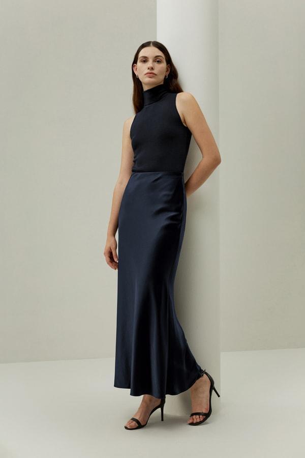 Double-Faced Silk Charmeuse Skirt Product Image