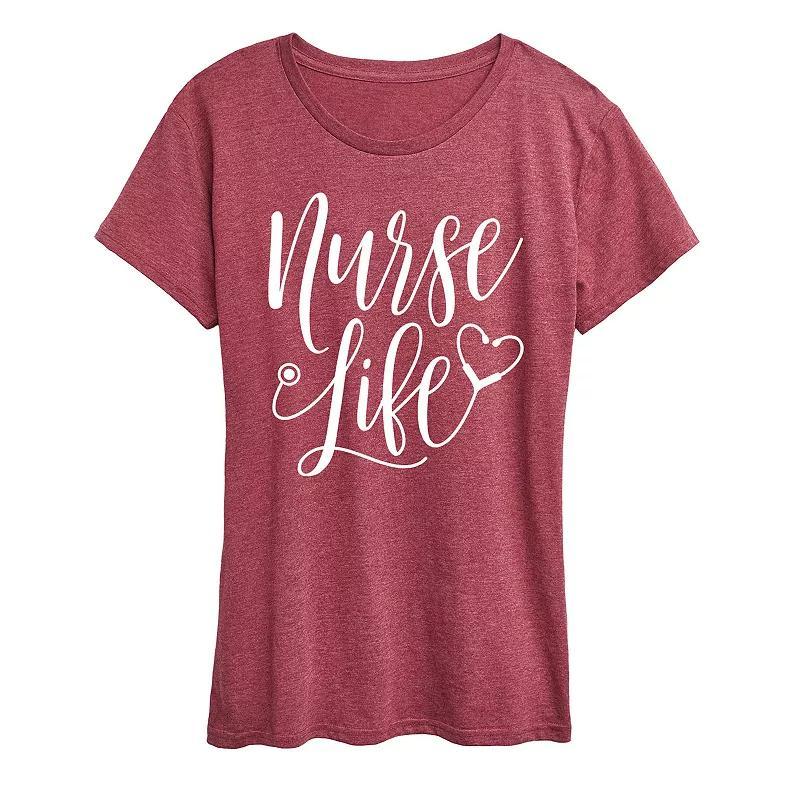 Womens Nurse Life Graphic Tee, Girls Grey Wine Product Image