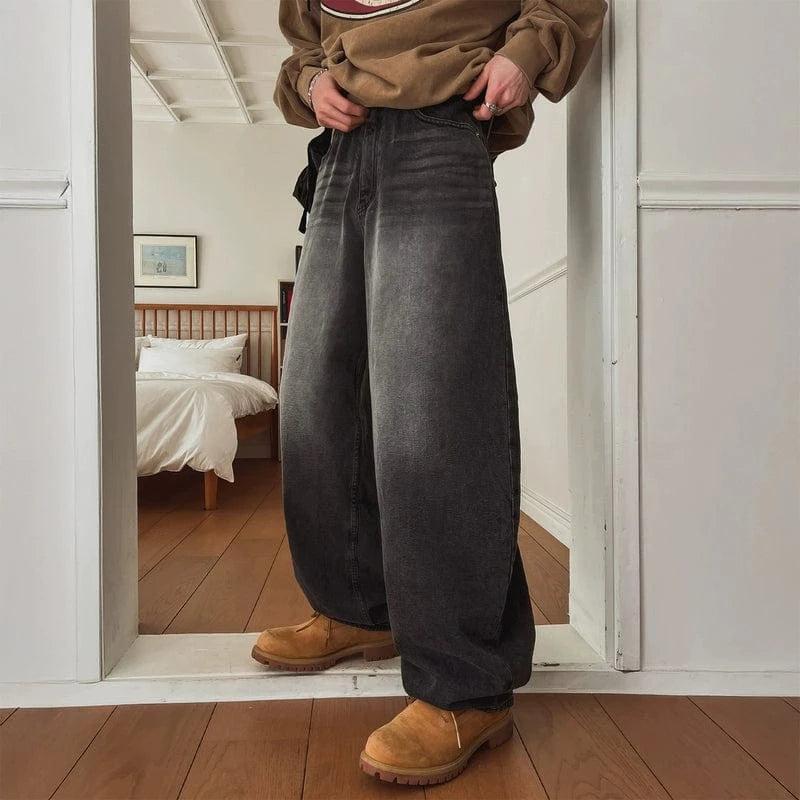 RT No. 19017 BLACK WASHED STRAIGHT DENIM JEANS Product Image