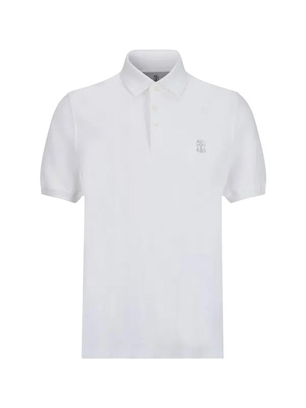 BRUNELLO CUCINELLI Ribbed Collar Polo Shirt In White Product Image