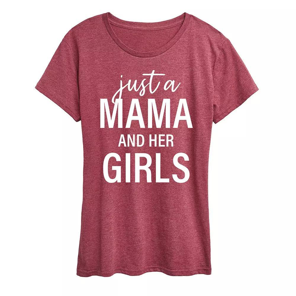 Womens Just A Mama And Her Girls Graphic Tee, Girls Grey Blue Product Image