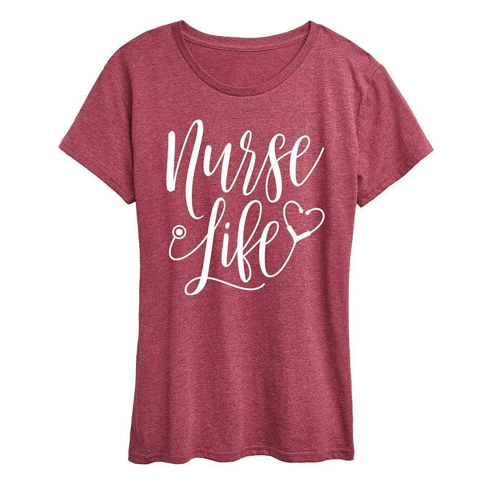 Womens Nurse Life Graphic Tee, Girls Grey Wine Product Image