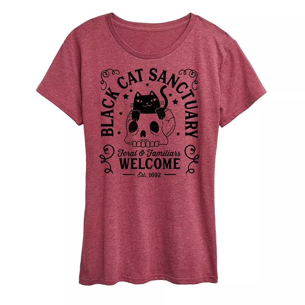 Womens Cat Outlines Graphic Tee Grey Dark Red Product Image
