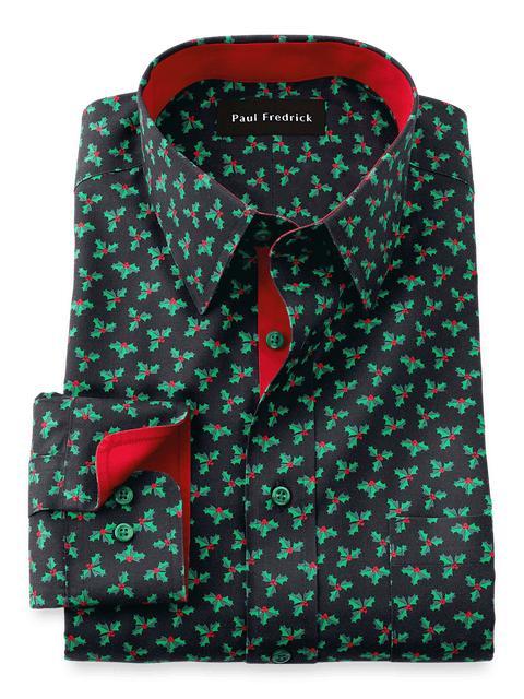 Non-Iron Cotton Holly Dress Shirt With Contrast Trim - Black Product Image