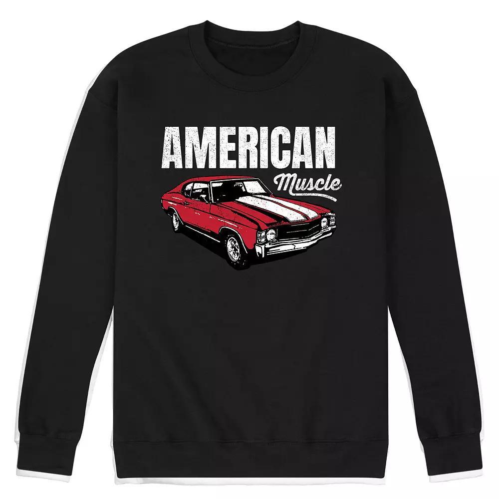 Men's American Muscle Graphic Fleece Sweatshirt, Size: Large, Blue Product Image