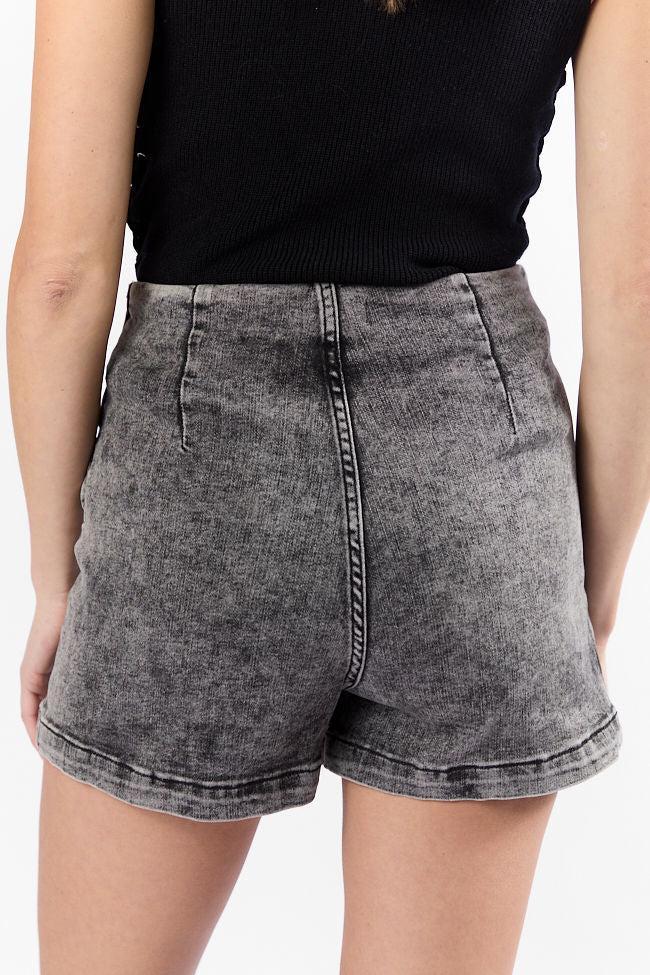 My Favorite Black Acid Wash Denim Skort Product Image