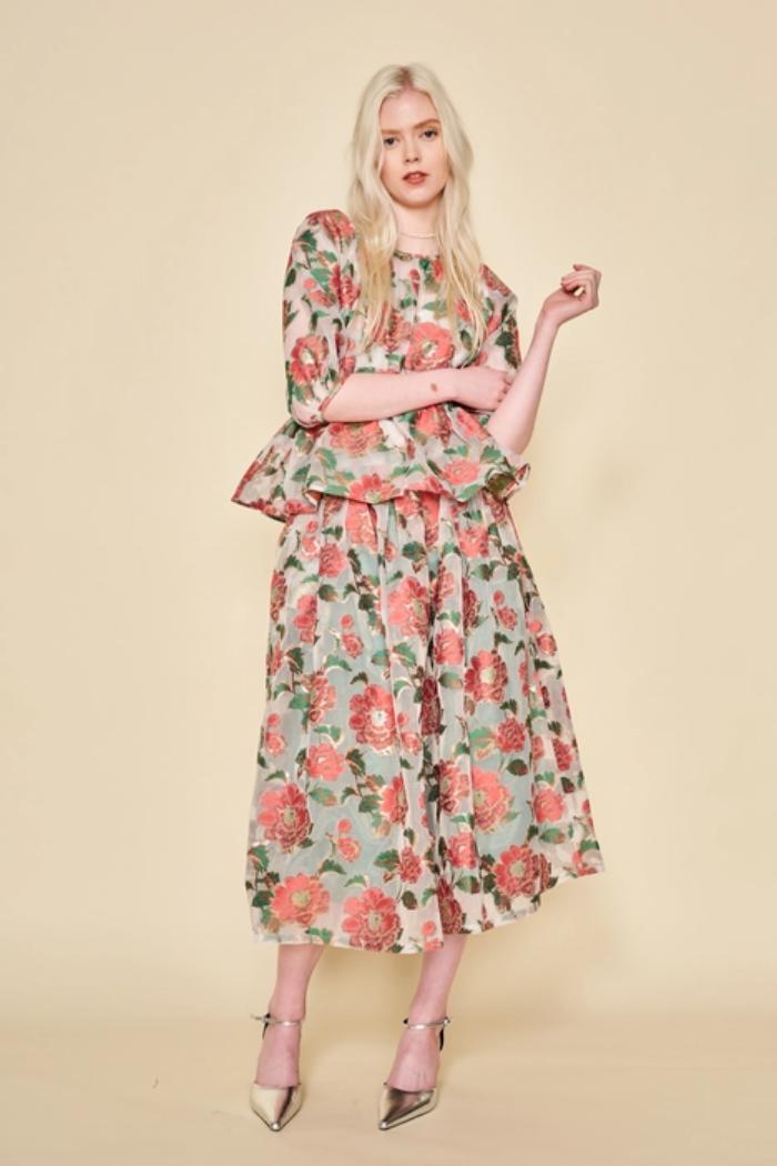Ella White Floral Holiday Top Product Image