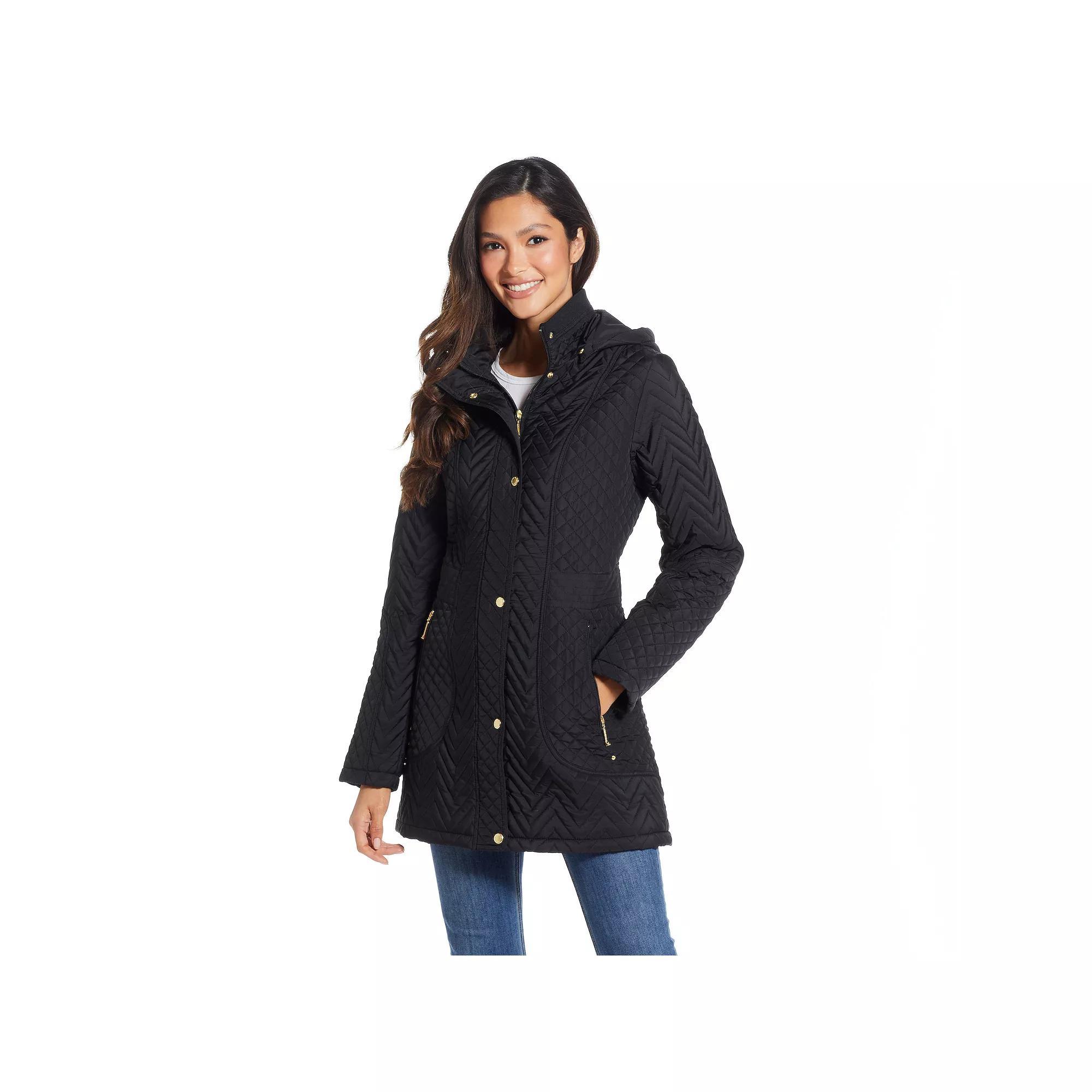 Plus Size Weathercast Hooded Quilted Walker Jacket, Women's, Size: 2XL, Black Product Image
