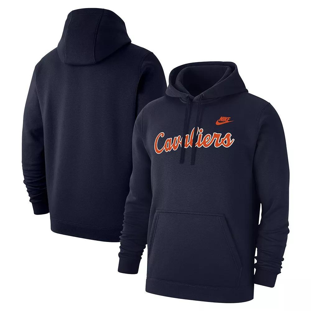 Men's Nike Navy Virginia Cavaliers Vintage Script Club Fleece Pullover Hoodie, Size: 3XL, Blue Product Image