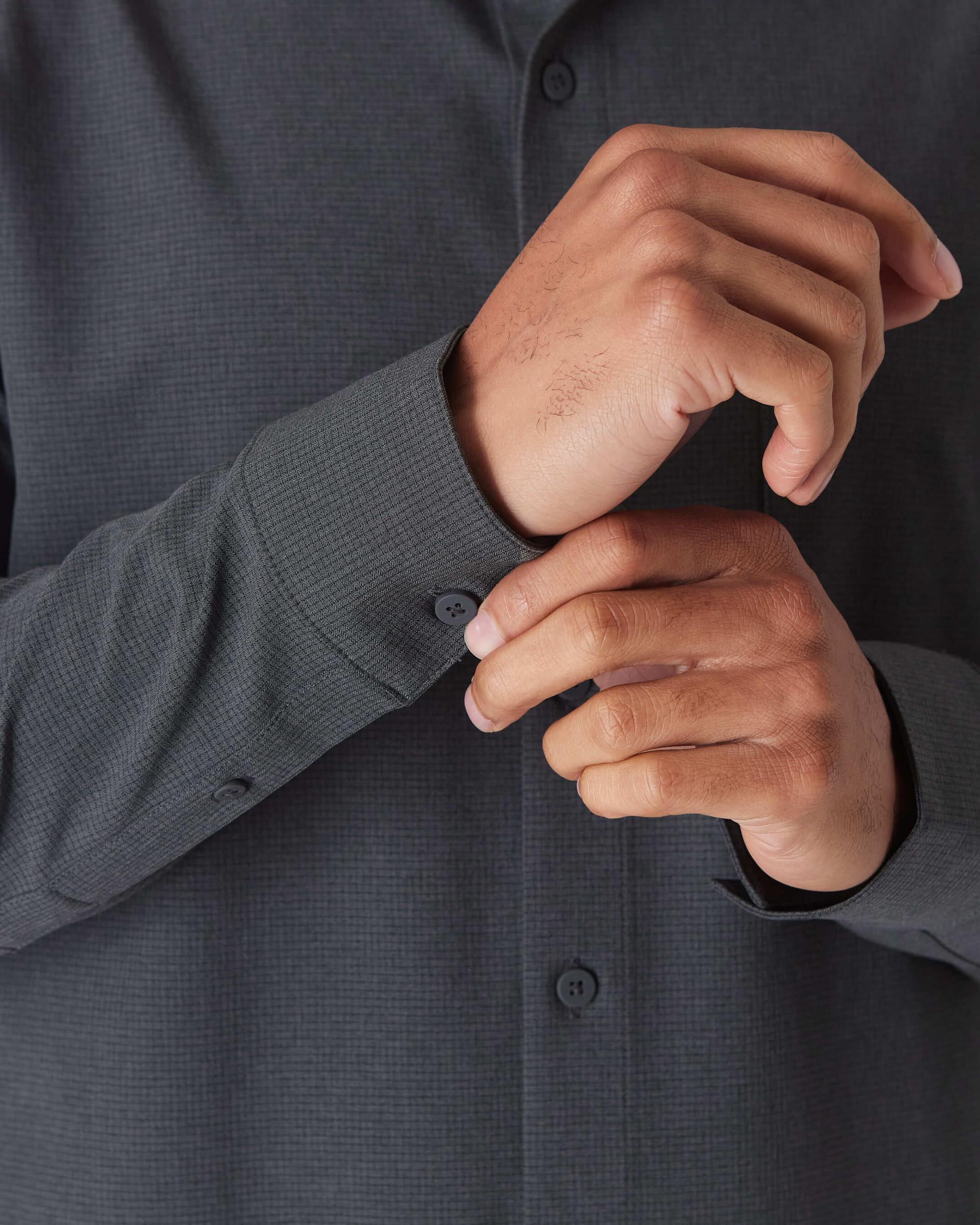 Charcoal Heather Gray Long Sleeve Ripstop Commuter Shirt Product Image