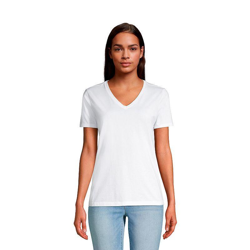 Womens Lands End Relaxed-Fit Supima Cotton V-Neck Tee Product Image