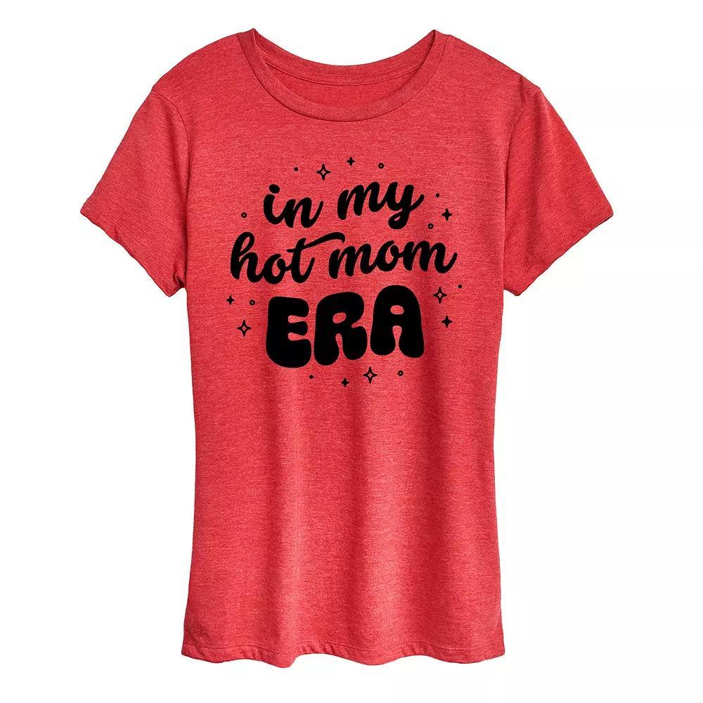 Womens In My Hot Mom Era Graphic Tee Grey Red Product Image