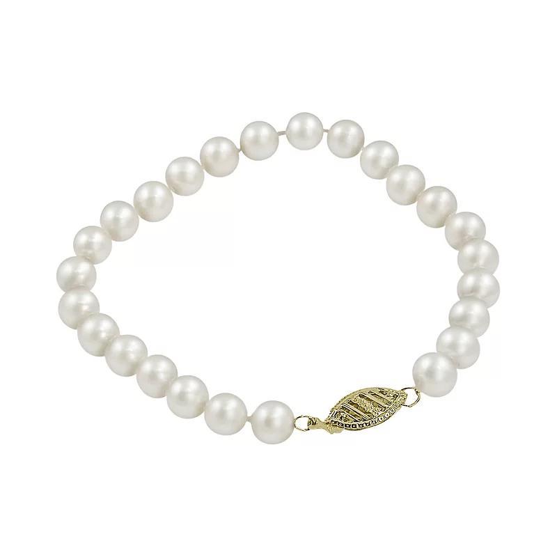 10k Gold Freshwater Cultured Pearl Bracelet - 8-in., Womens White Product Image