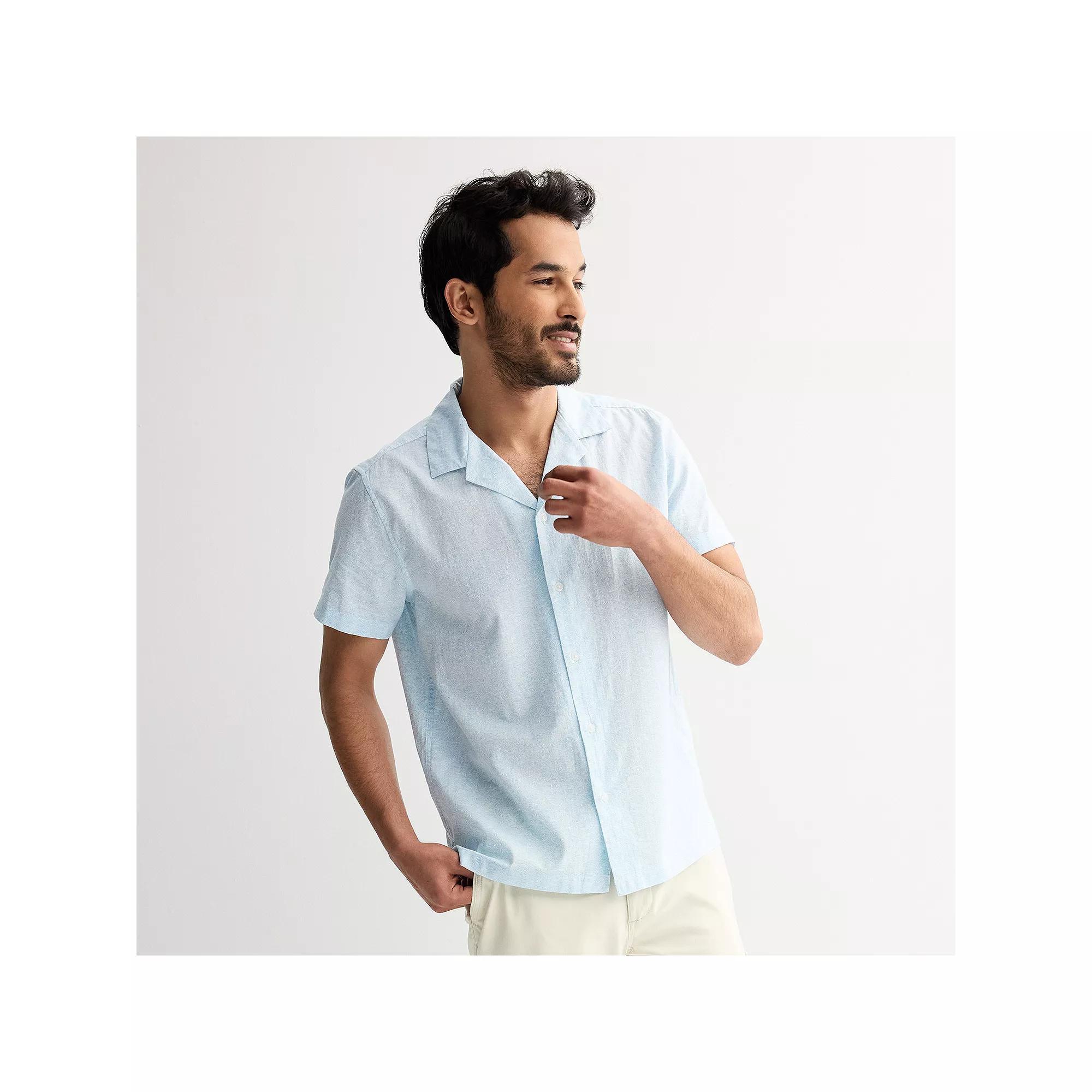 Men's Sonoma Goods For Life® Short Sleeve Vacation Shirt, Size: XL, Tiny Wave Blue Product Image
