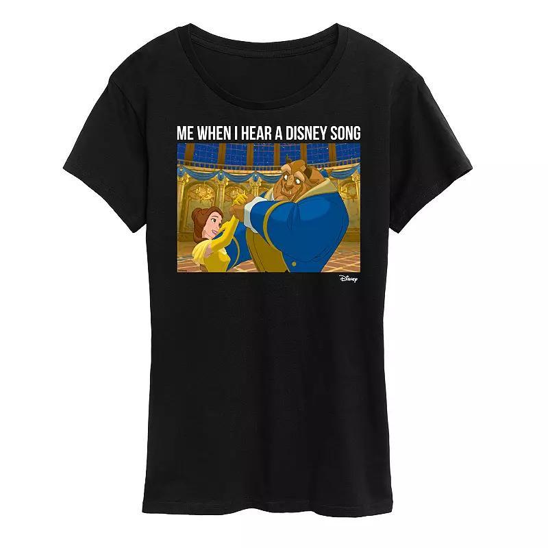 Disneys Beauty and the Beast Womens When I Hear Disney Song Meme Graphic Tee Product Image