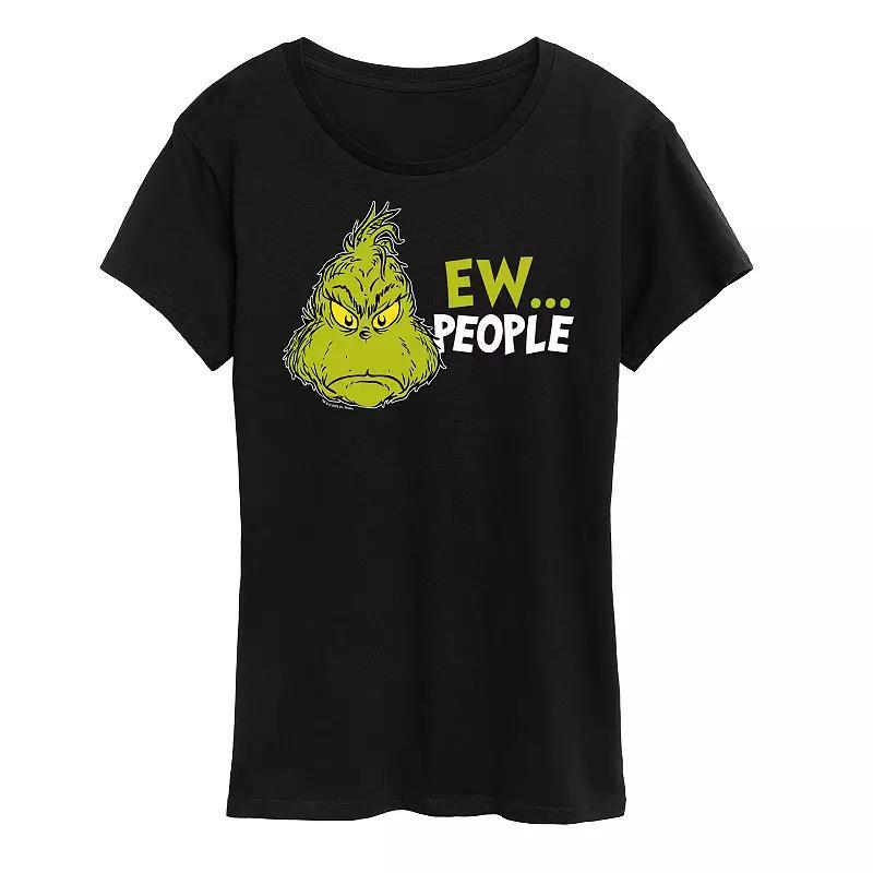 Women's Dr. Seuss The Grinch Ew People Graphic Tee, Girl's, Size: Medium, Black Product Image