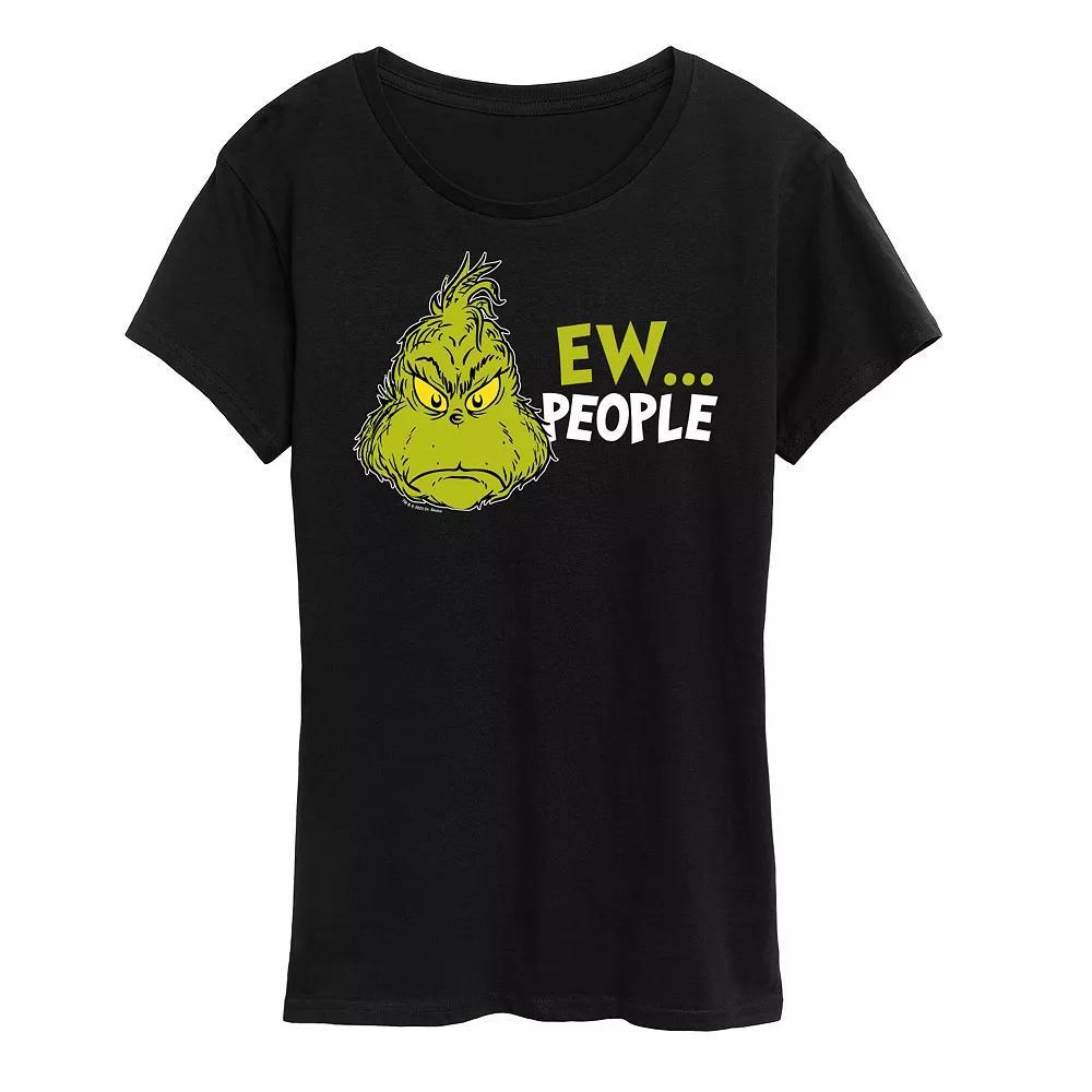 Women's Dr. Seuss The Grinch Ew People Graphic Tee, Girl's, Size: Medium, Black Product Image