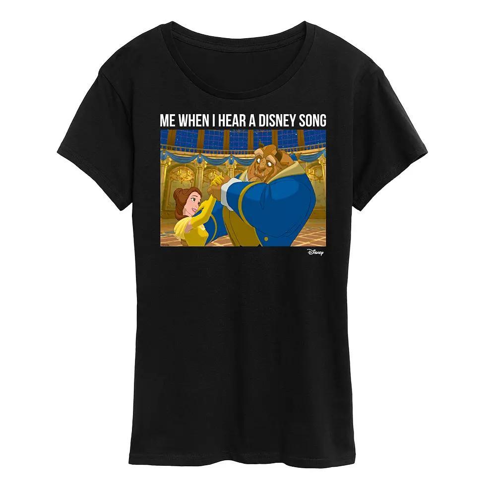 Disneys Beauty and the Beast Womens When I Hear Disney Song Meme Graphic Tee Product Image