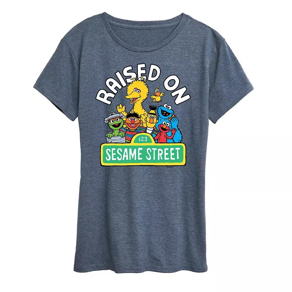 Women's Sesame Street Raised Graphic Tee, Girl's, Size: Small, Grey Gray Product Image