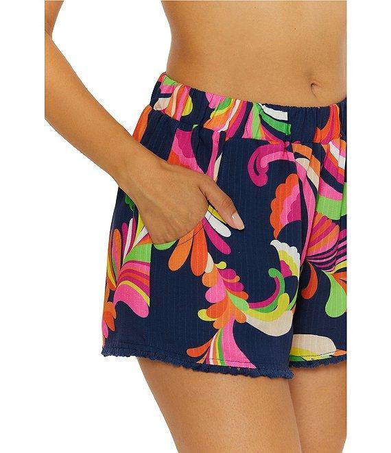 Trina Turk Poolside Swirl Texture Woven Swim Cover-Up Shorts Product Image